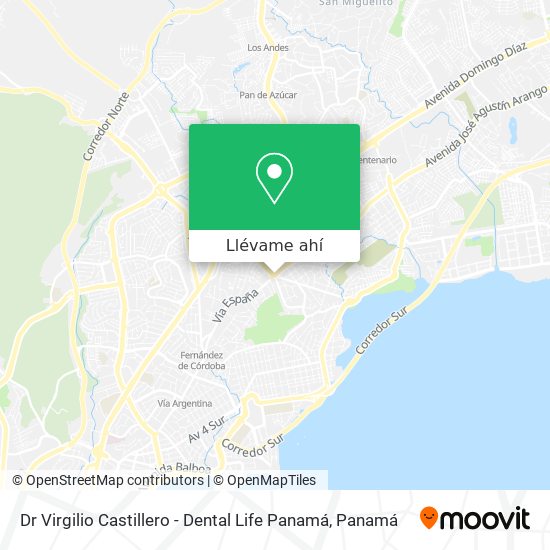 Mapa de Dr Virgilio Castillero - Dental Life Panamá