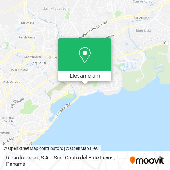 Mapa de Ricardo Perez, S.A. - Suc. Costa del Este Lexus