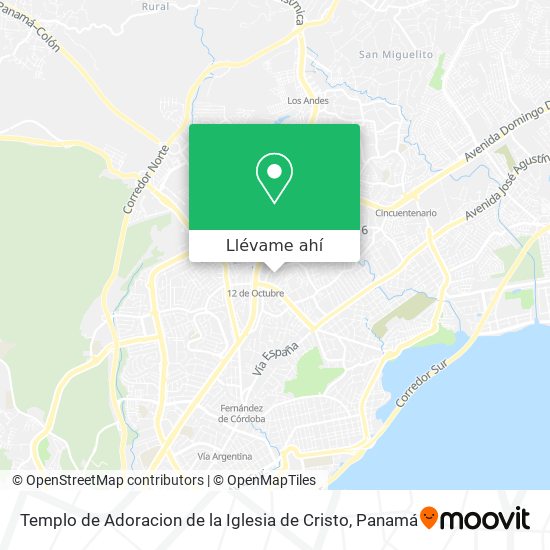 Mapa de Templo de Adoracion de la Iglesia de Cristo