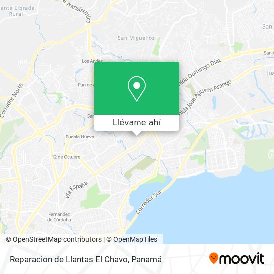 Mapa de Reparacion de Llantas El Chavo