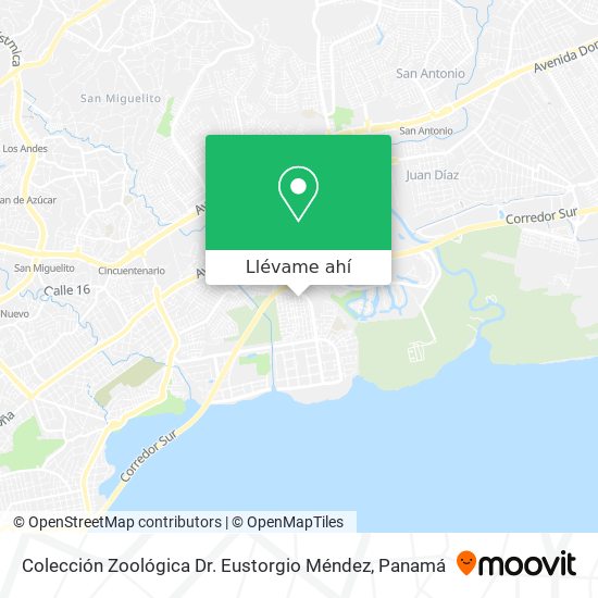 Mapa de Colección Zoológica Dr. Eustorgio Méndez