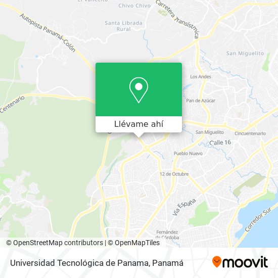 Mapa de Universidad Tecnológica de Panama