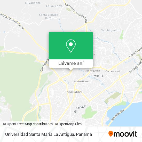 Mapa de Universidad Santa Maria La Antigua