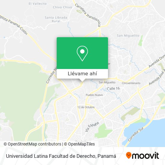 Mapa de Universidad Latina Facultad de Derecho