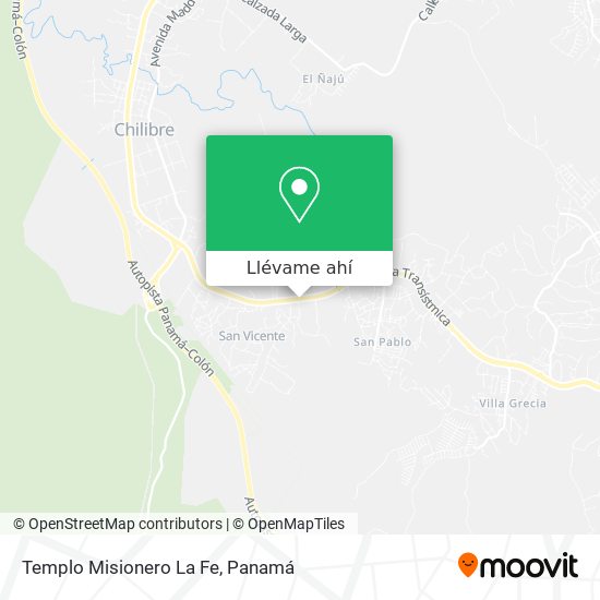 Mapa de Templo Misionero La Fe
