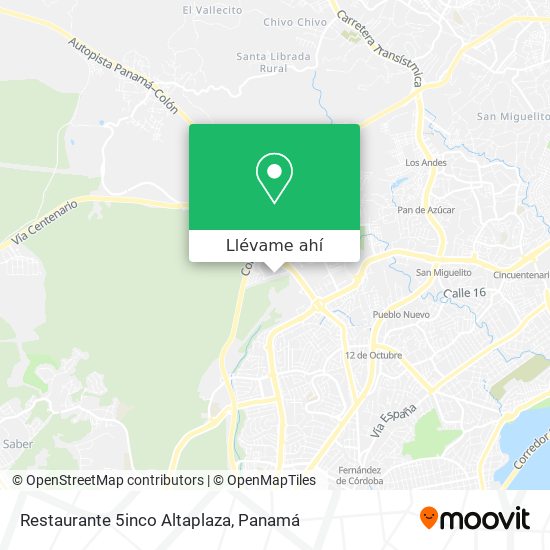 Mapa de Restaurante 5inco Altaplaza