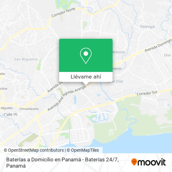 Mapa de Baterías a Domicilio en Panamá - Baterías 24 / 7
