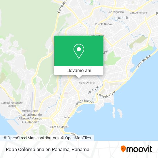 Mapa de Ropa Colombiana en Panama