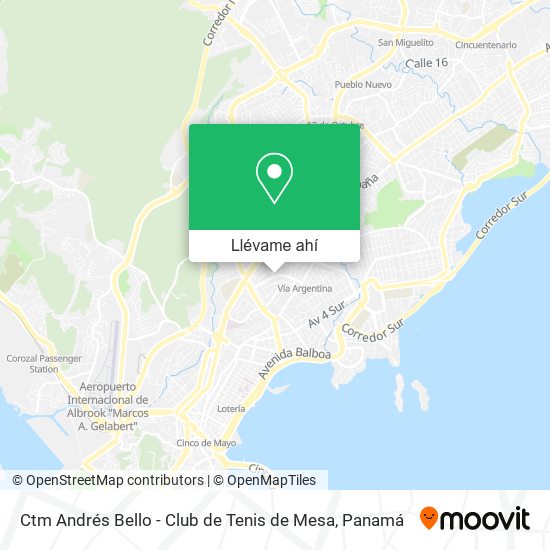 Mapa de Ctm Andrés Bello - Club de Tenis de Mesa