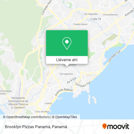 Mapa de Brooklyn Pizzas Panamá