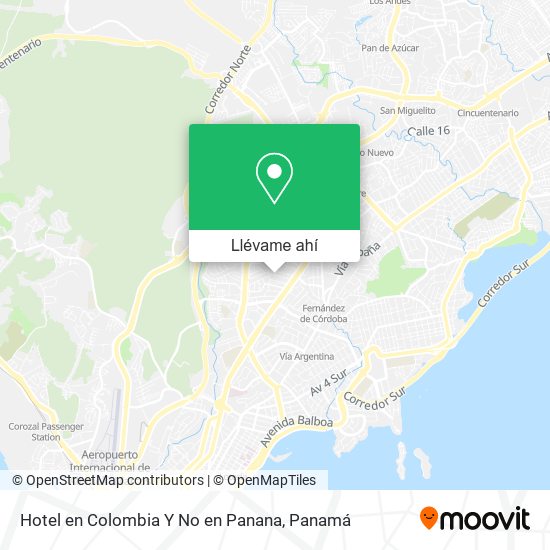 Mapa de Hotel en Colombia Y No en Panana