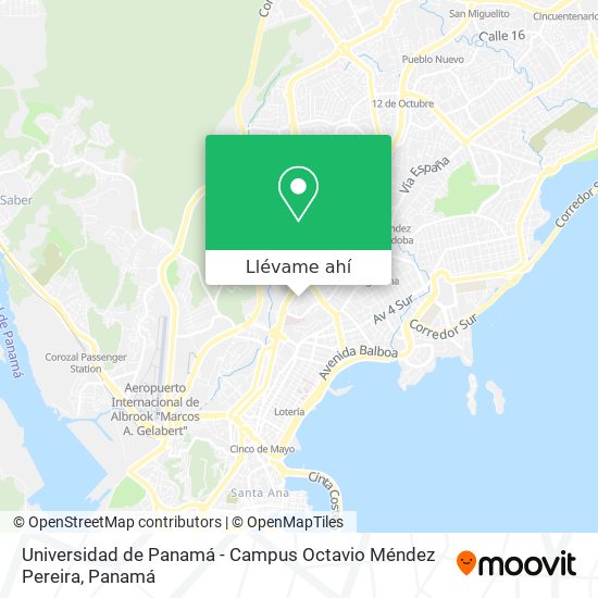 Mapa de Universidad de Panamá - Campus Octavio Méndez Pereira
