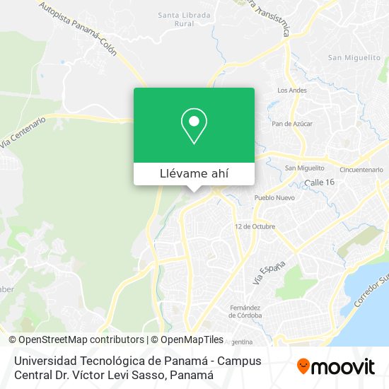 Mapa de Universidad Tecnológica de Panamá - Campus Central Dr. Víctor Levi Sasso