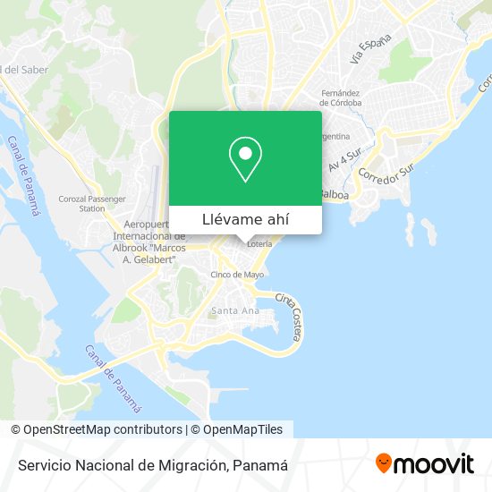 Mapa de Servicio Nacional de Migración