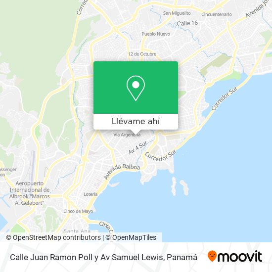 Mapa de Calle Juan Ramon Poll y Av Samuel Lewis