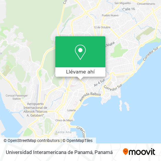 Mapa de Universidad Interamericana de Panamá