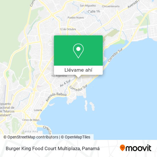 Mapa de Burger King Food Court Multiplaza