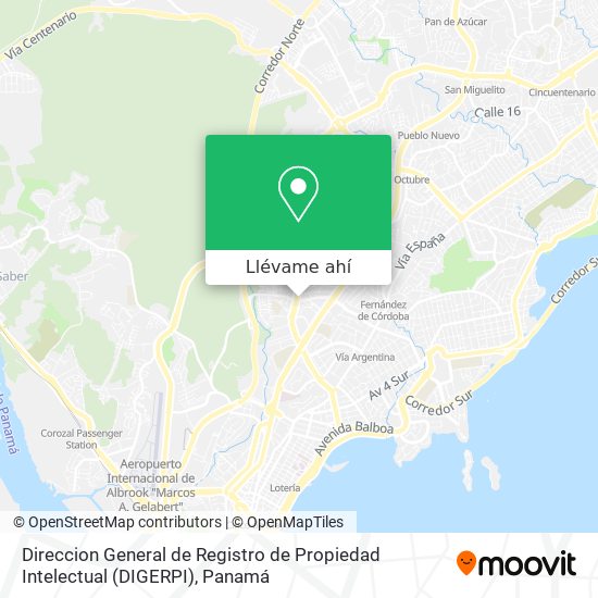 Mapa de Direccion General de Registro de Propiedad Intelectual (DIGERPI)