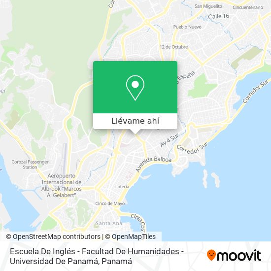 Mapa de Escuela De Inglés - Facultad De Humanidades - Universidad De Panamá