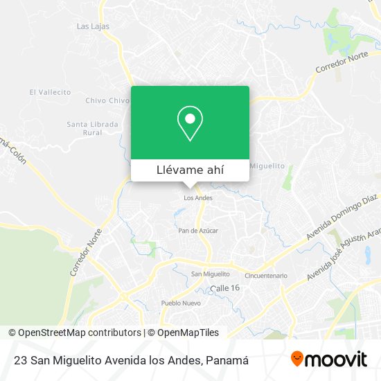 Mapa de 23 San Miguelito Avenida los Andes