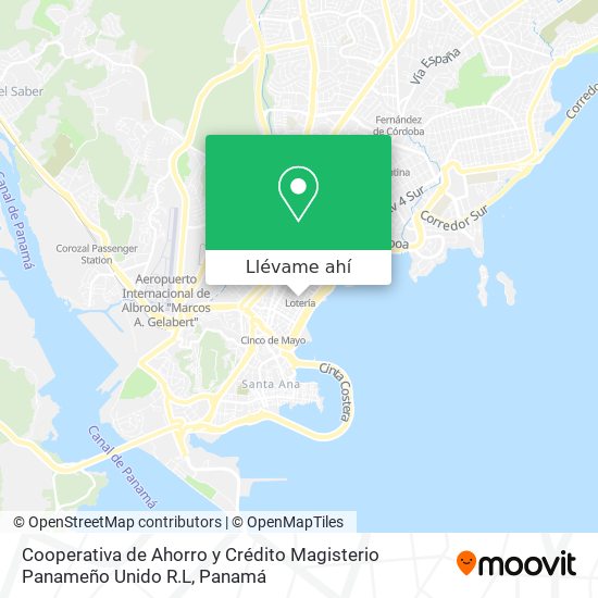 Mapa de Cooperativa de Ahorro y Crédito Magisterio Panameño Unido R.L