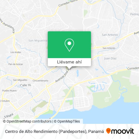 Mapa de Centro de Alto Rendimiento (Pandeportes)