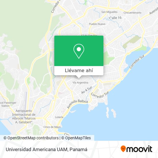 Mapa de Universidad Americana UAM