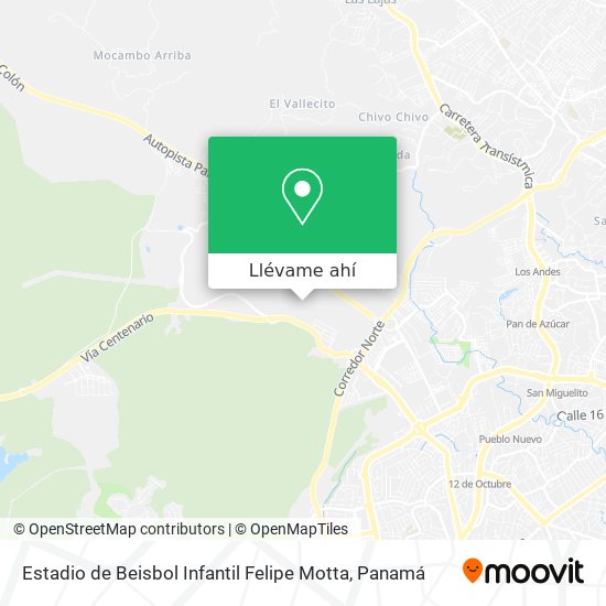 Mapa de Estadio de Beisbol Infantil Felipe Motta