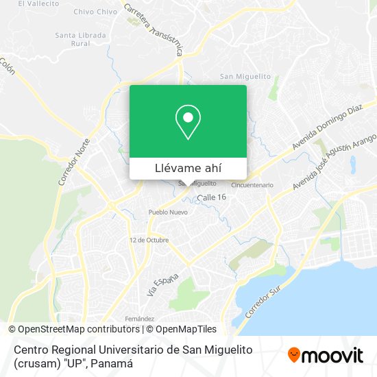 Mapa de Centro Regional Universitario de San Miguelito (crusam) "UP"