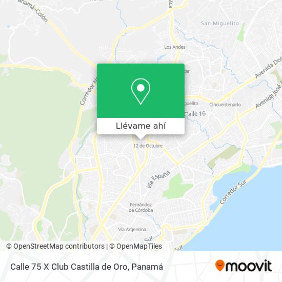 Mapa de Calle 75 X Club Castilla de Oro