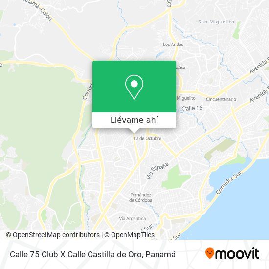 Mapa de Calle 75 Club X Calle Castilla de Oro