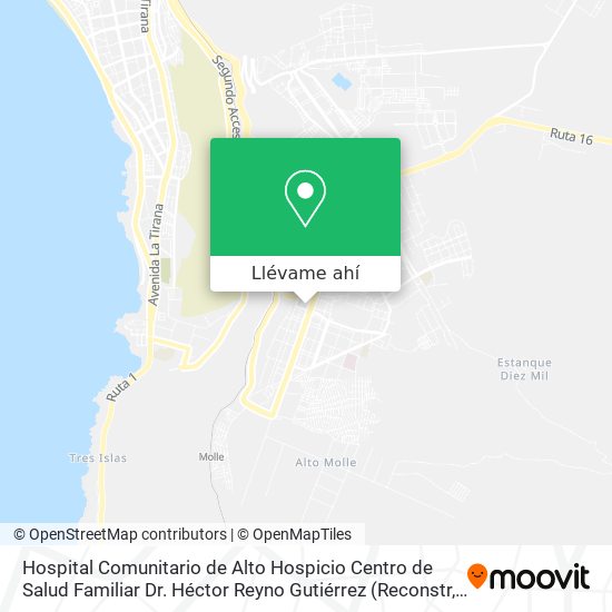 Mapa de Hospital Comunitario de Alto Hospicio Centro de Salud Familiar Dr. Héctor Reyno Gutiérrez