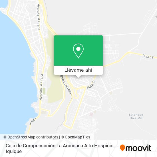 Mapa de Caja de Compensación La Araucana Alto Hospicio