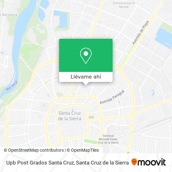 Mapa de Upb Post Grados Santa Cruz