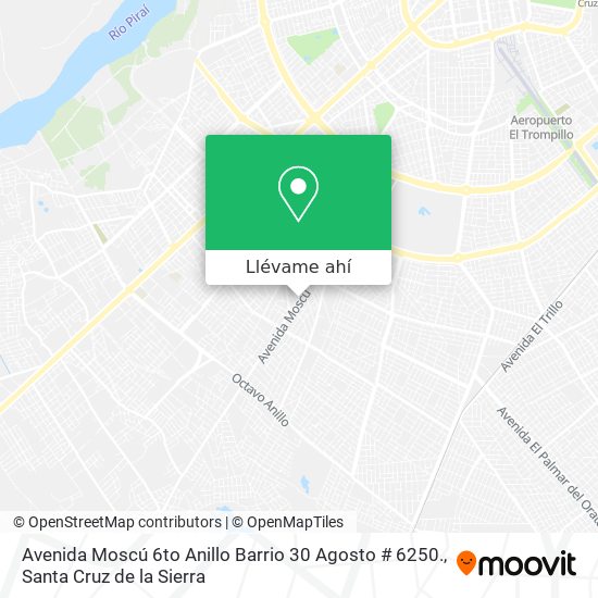 Mapa de Avenida Moscú 6to Anillo Barrio 30 Agosto # 6250.