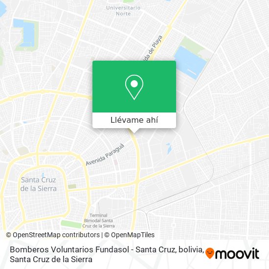 Mapa de Bomberos Voluntarios Fundasol - Santa Cruz, bolivia