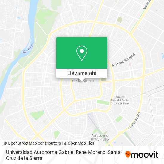 Mapa de Universidad Autonoma Gabriel Rene Moreno