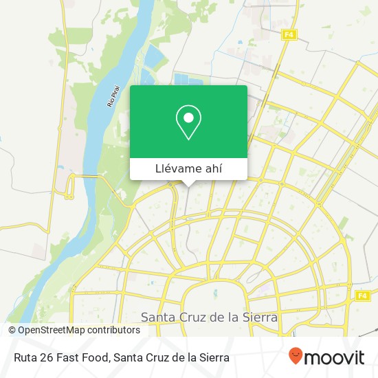 Mapa de Ruta 26 Fast Food, Ovidio Barbery Justiniano UV-61, Santa Cruz de la Sierra
