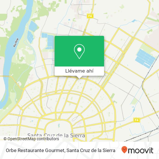 Mapa de Orbe Restaurante Gourmet, Piso Firme UV-38, Santa Cruz de la Sierra