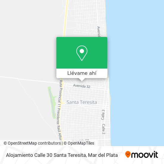 Mapa de Alojamiento Calle 30 Santa Teresita