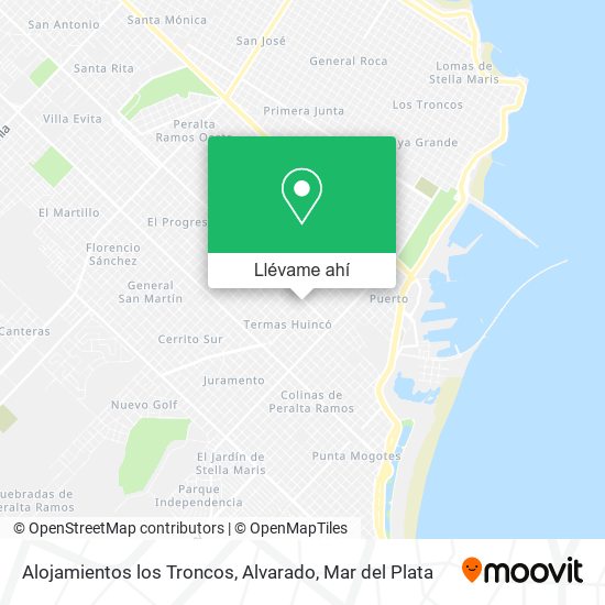 Mapa de Alojamientos los Troncos, Alvarado