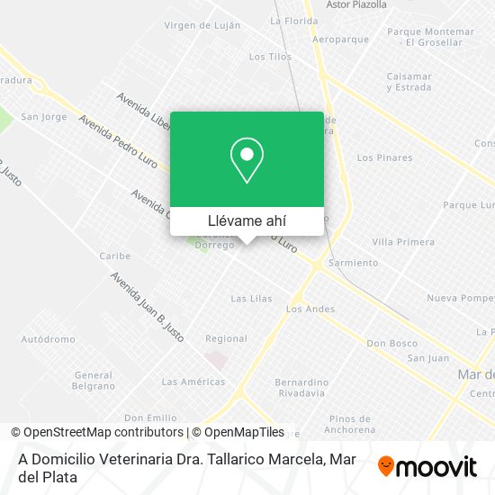 Mapa de A Domicilio Veterinaria Dra. Tallarico Marcela