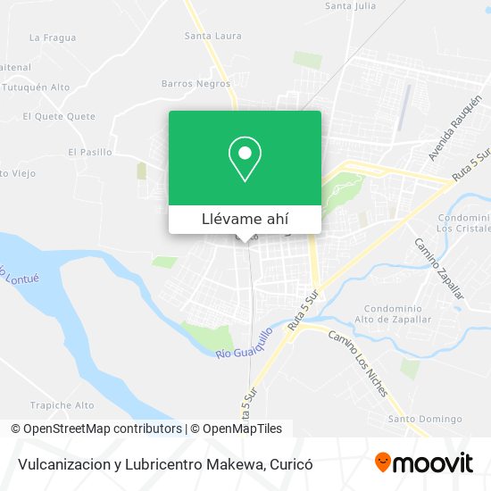 Mapa de Vulcanizacion y Lubricentro Makewa