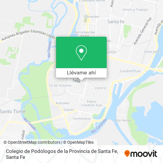 Mapa de Colegio de Podólogos de la Provincia de Santa Fe