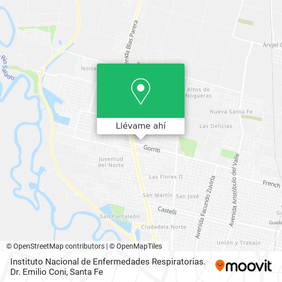 Mapa de Instituto Nacional de Enfermedades Respiratorias. Dr. Emilio Coni