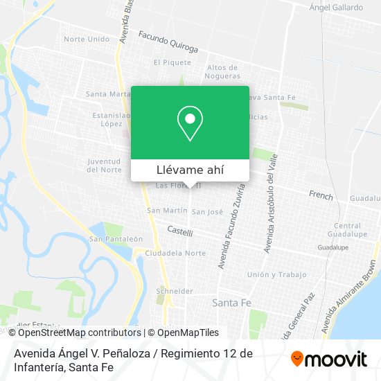 Mapa de Avenida Ángel V. Peñaloza / Regimiento 12 de Infantería