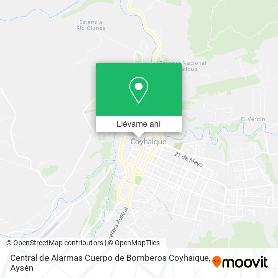 Mapa de Central de Alarmas Cuerpo de Bomberos Coyhaique