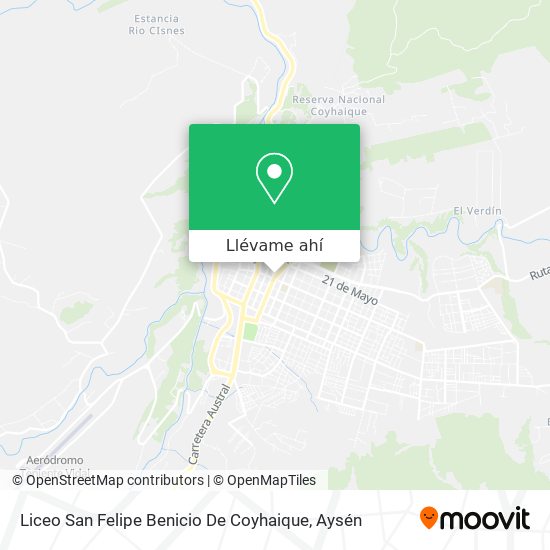 Mapa de Liceo San Felipe Benicio De Coyhaique