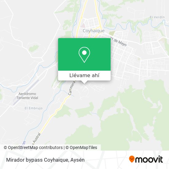 Mapa de Mirador bypass Coyhaique