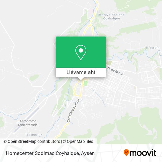 Mapa de Homecenter Sodimac Coyhaique